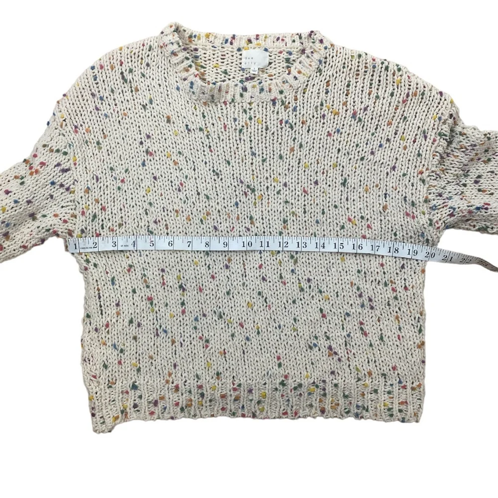 DEE ELLY Women’s Sweater Popcorn Funfetti Knit Distress Drop Shoulder Size Small - Picture 16 of 16